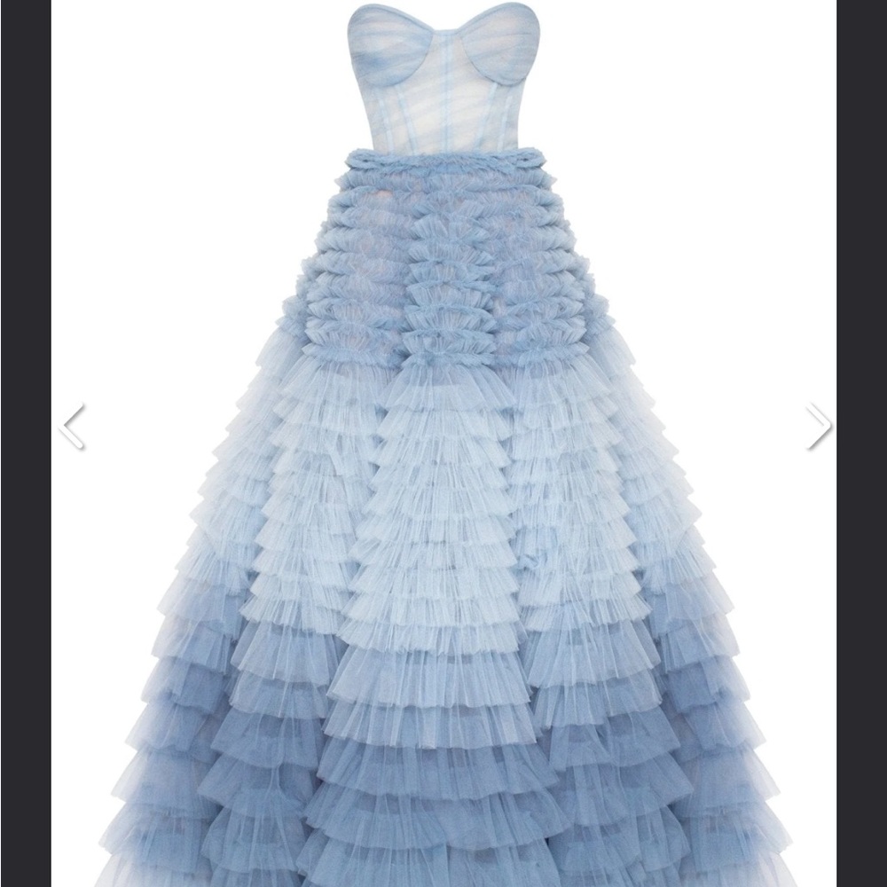 Milla Light Blue Strapless Frill-Layered Fluffy Dress
